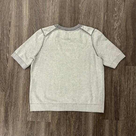 EUC MM LaFleur Becca Pointelle Cotton Silk Knit Tee Gray Medium Short Sleeve Top - Picture 14 of 16